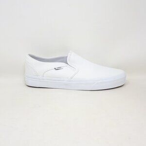 Vans Asher Canvas All White Slip-On Classic Skate Shoe Sneaker Womens Size 9.5